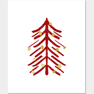 Red and gold spiky Christmas tree Posters and Art